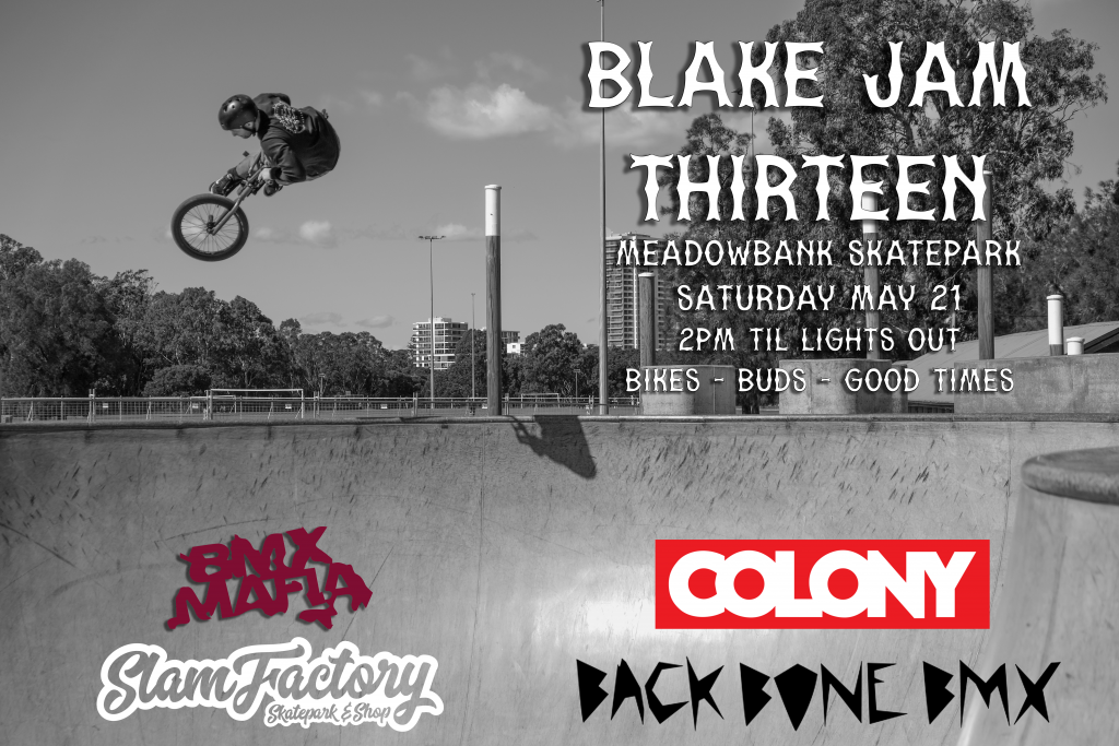 Event flyer for Blake Jam. To be held at 2pm on 21st May. 